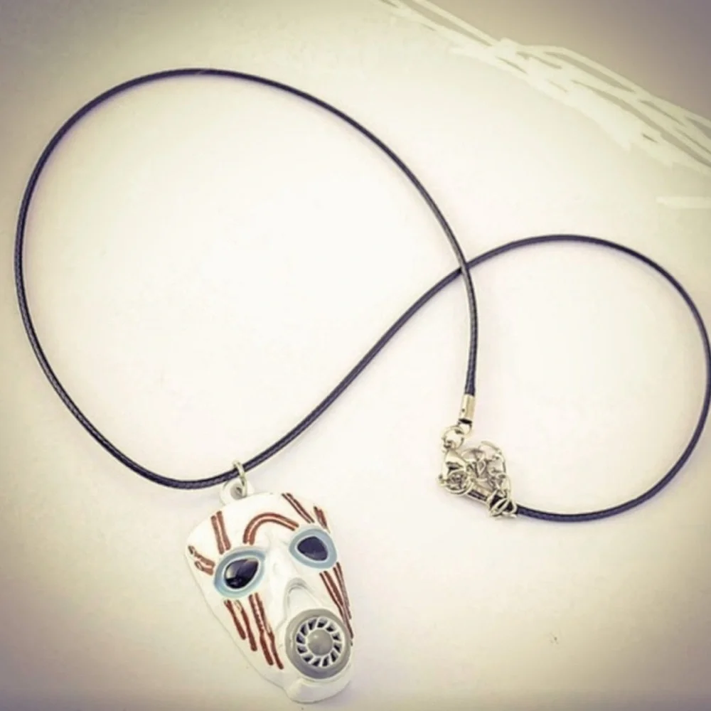New Boarderlands 2 Mordecai Mask Stainless Steel Pendant Leather Necklace